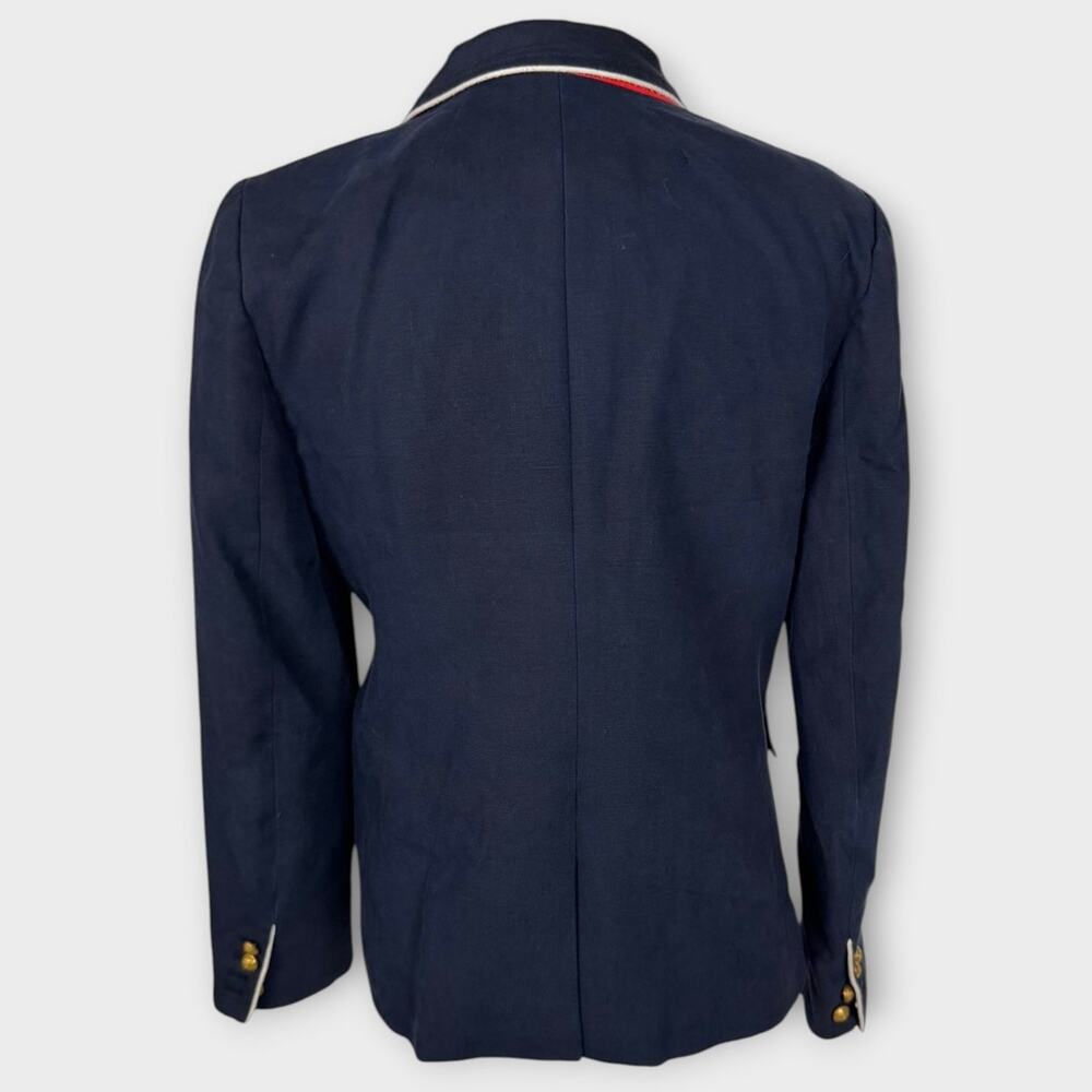 J. Crew Womens Size 10 Navy Blue 100% Linen 2 Button Jacket Blazer - Picture 3 of 10